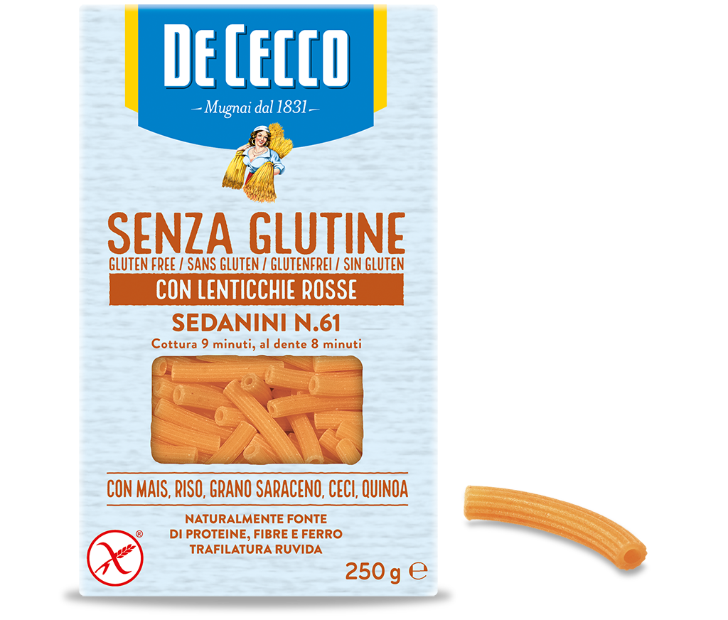 Sedanini n° 61 - Gluten-Free, made with Red Lentils