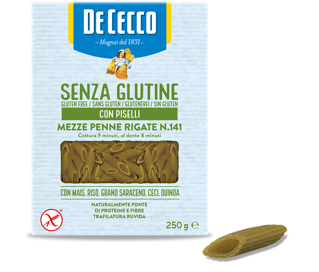 Mezze Penne Rigate n° 141 - Senza Glutine con Piselli