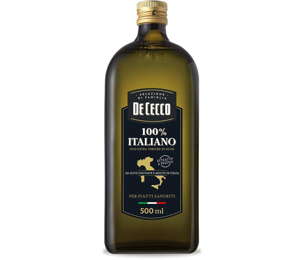 100% Italiano<br>Olio extra vergine di Oliva